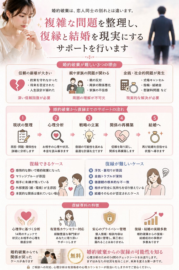 婚約破棄からの復縁サポート