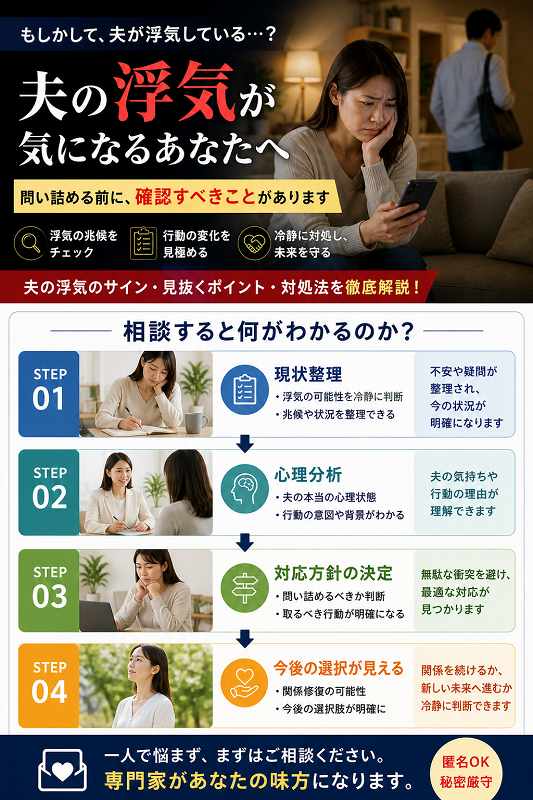 夫の浮気を問い詰める前に