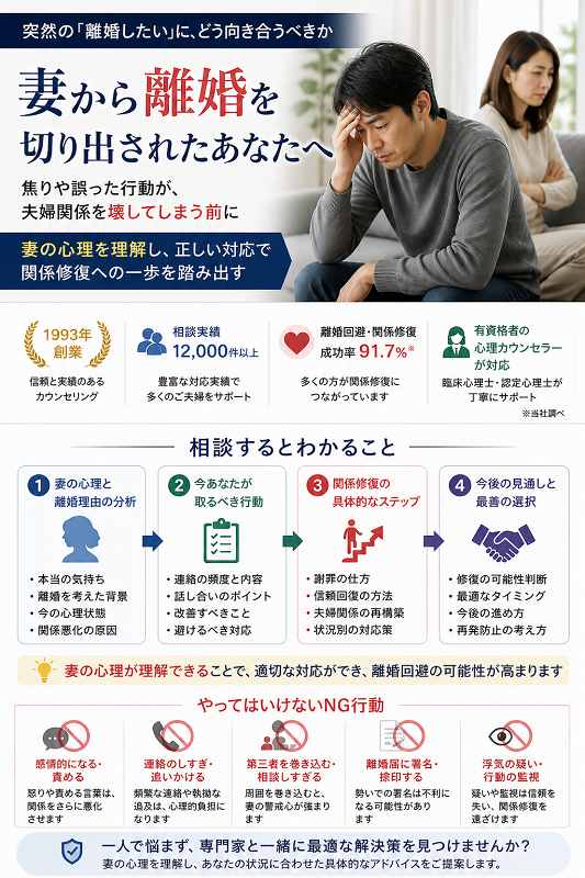 妻から離婚と言われた後の相談